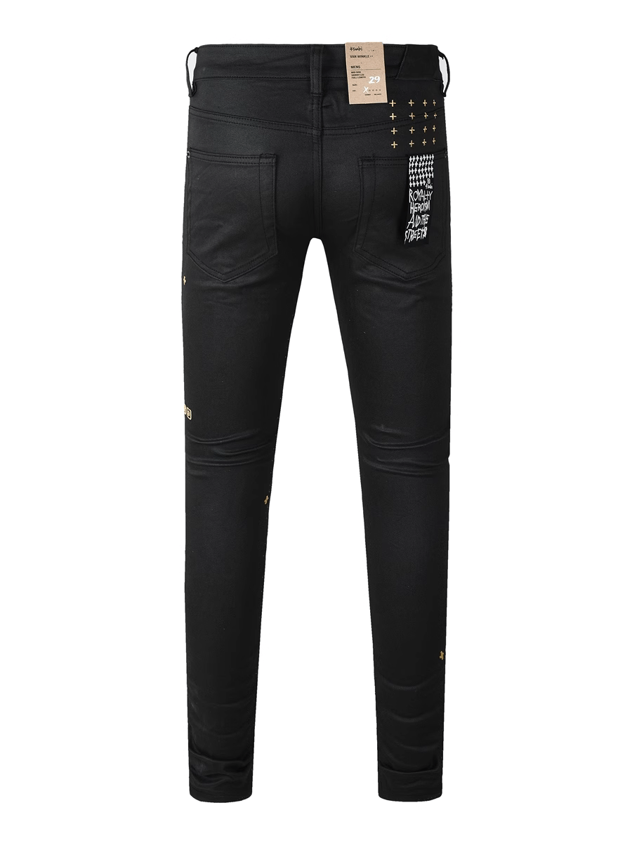 Black Gold Writing Jeans