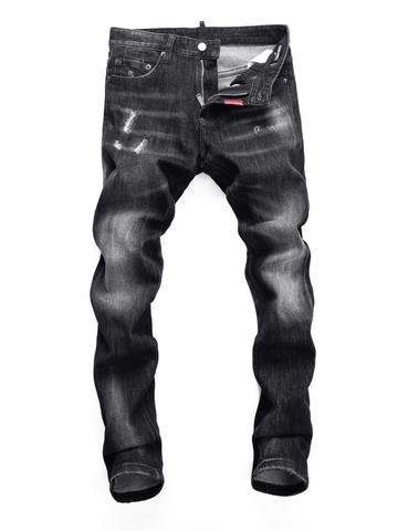 Black Gray Ripped Classic Jeans