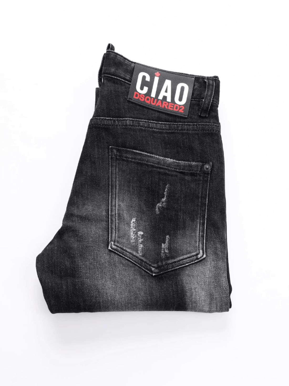 Black Gray Ripped Classic Jeans