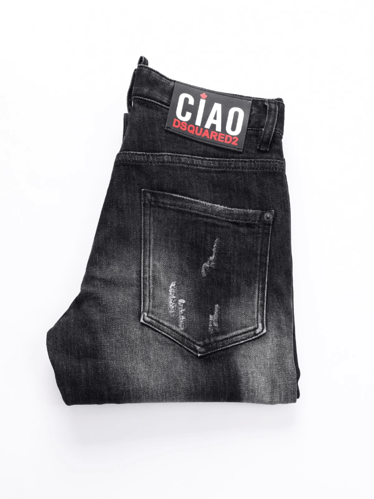 Black Gray Ripped Classic Jeans