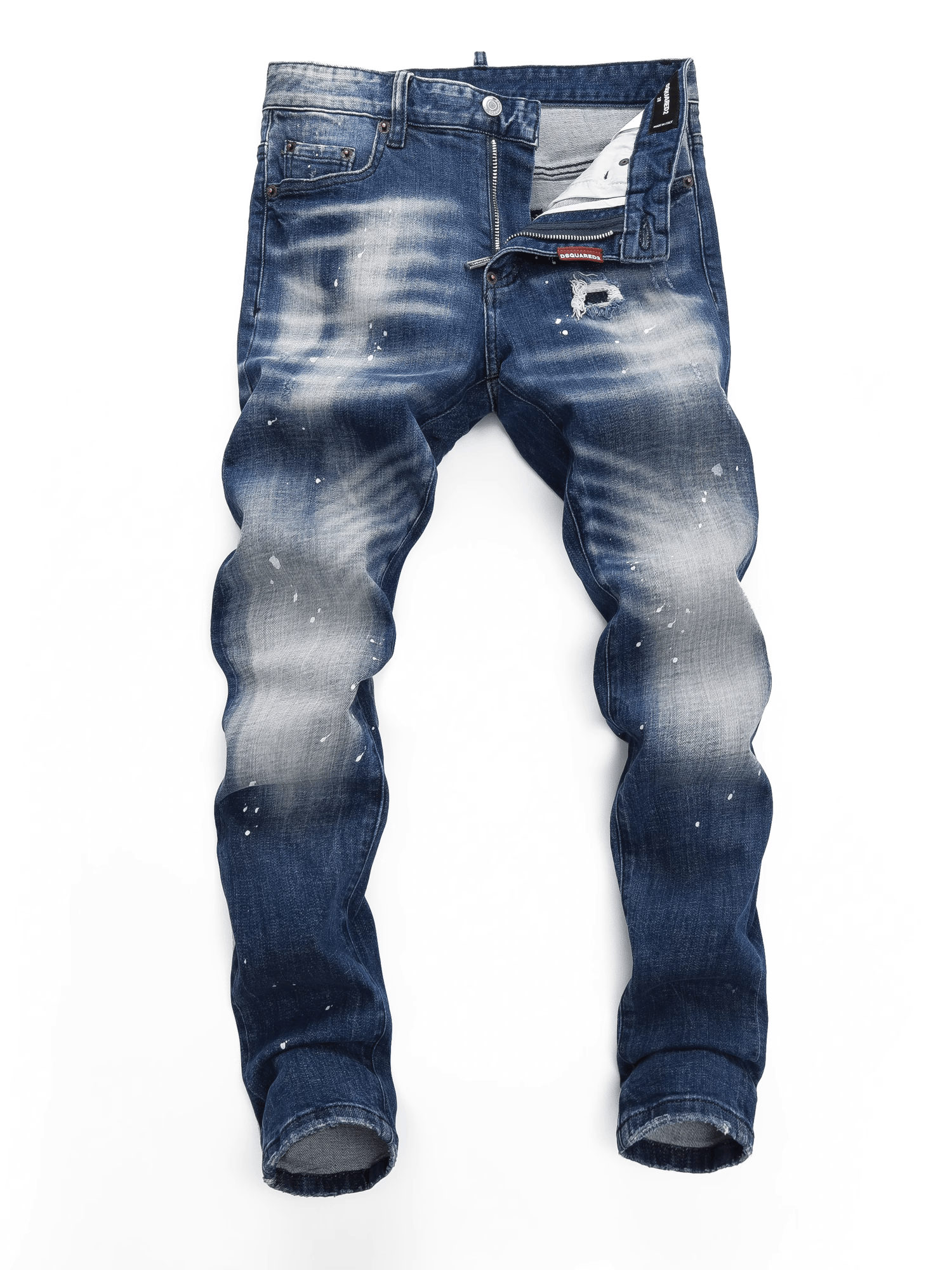 Blue White Washed Patch Jeans