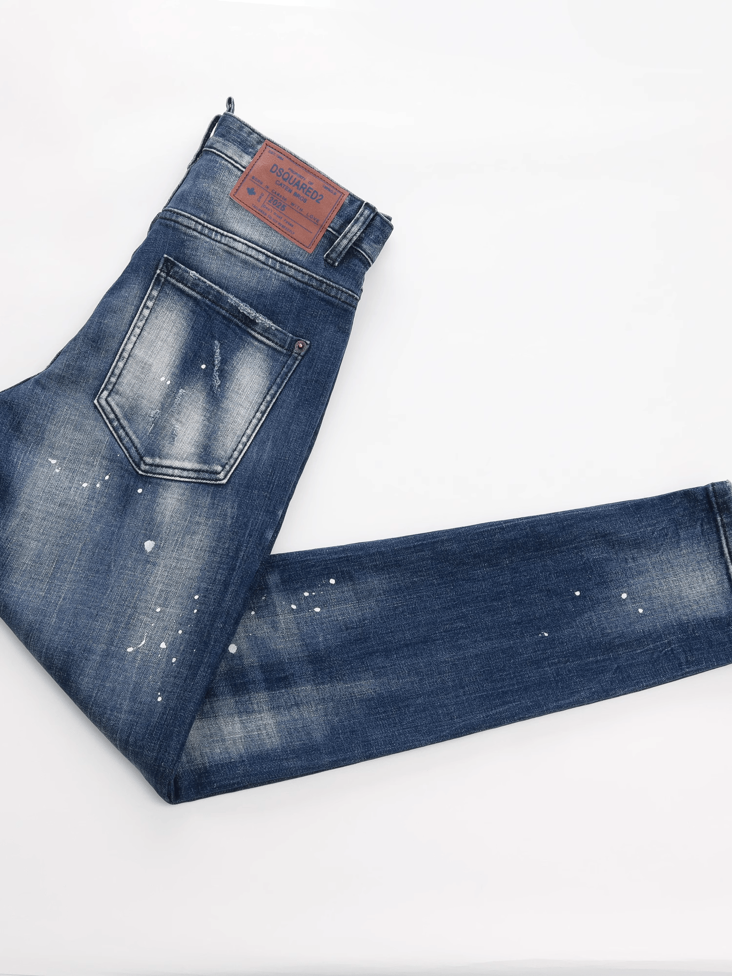 Blue White Washed Patch Jeans