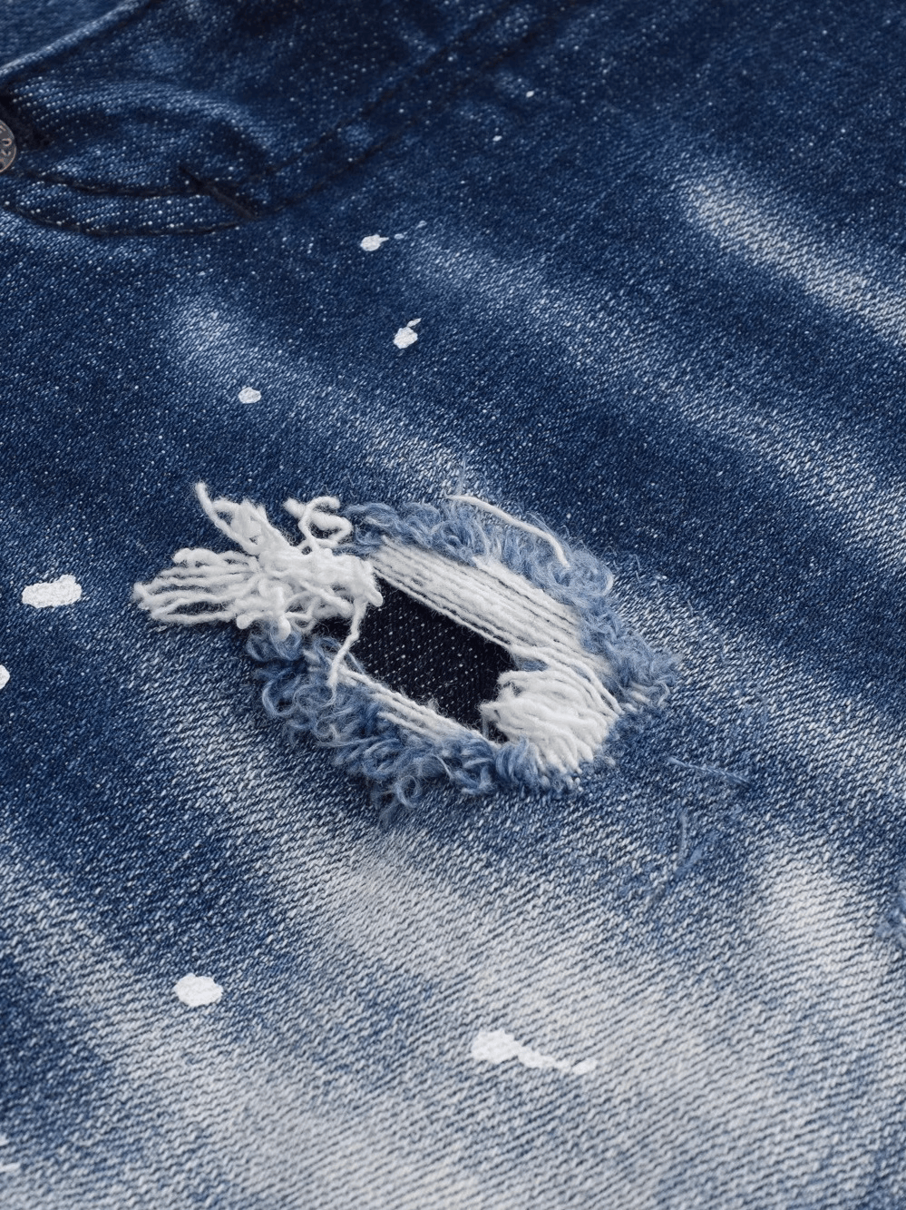 Blue White Washed Patch Jeans