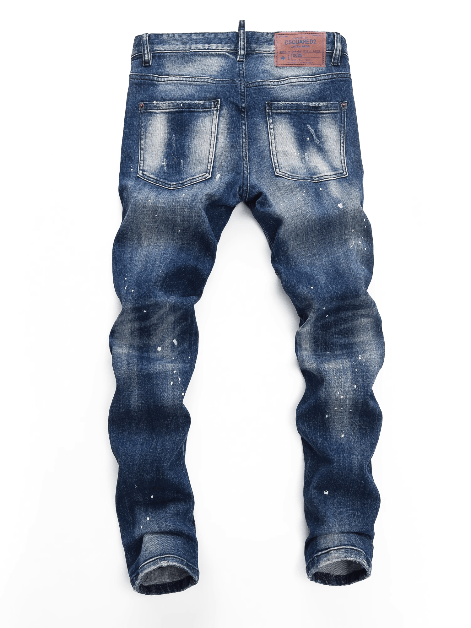 Blue White Washed Patch Jeans