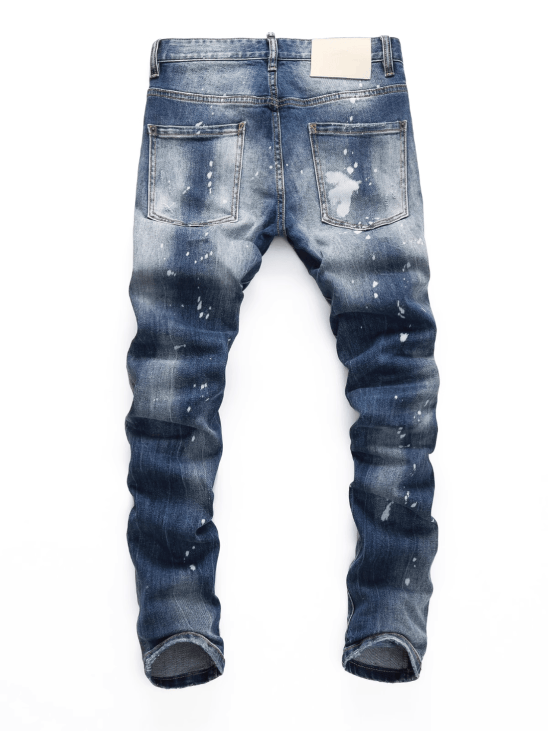 Blue Washed White Paint Jeans