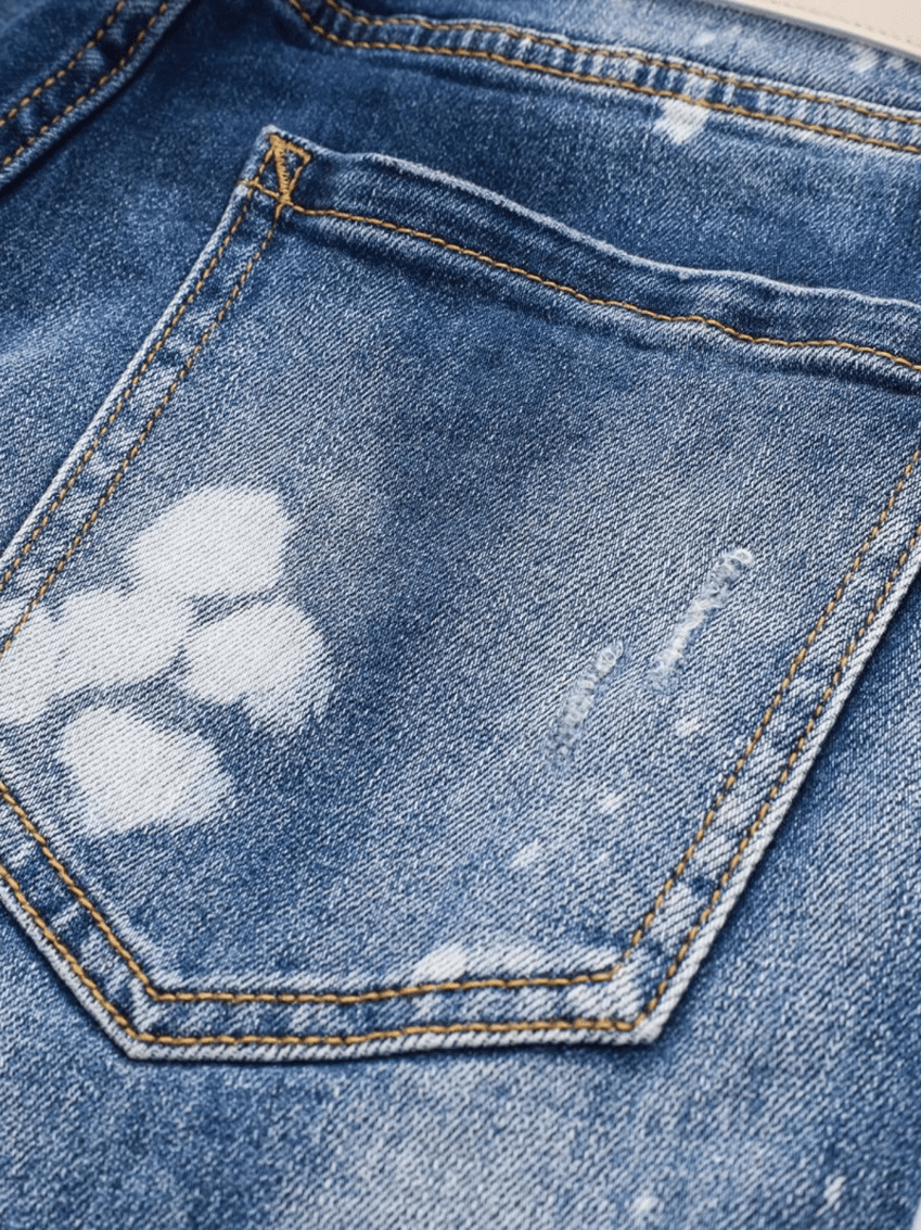 Blue Washed Paint Jeans