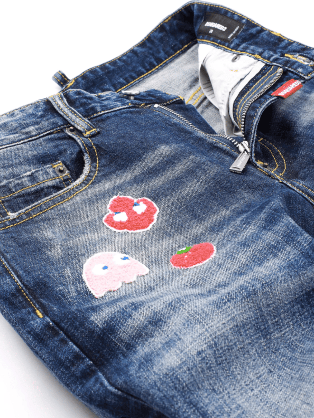 Blue Denim Patch Jeans
