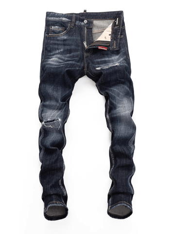 Dark Blue Classic Ripped Jeans