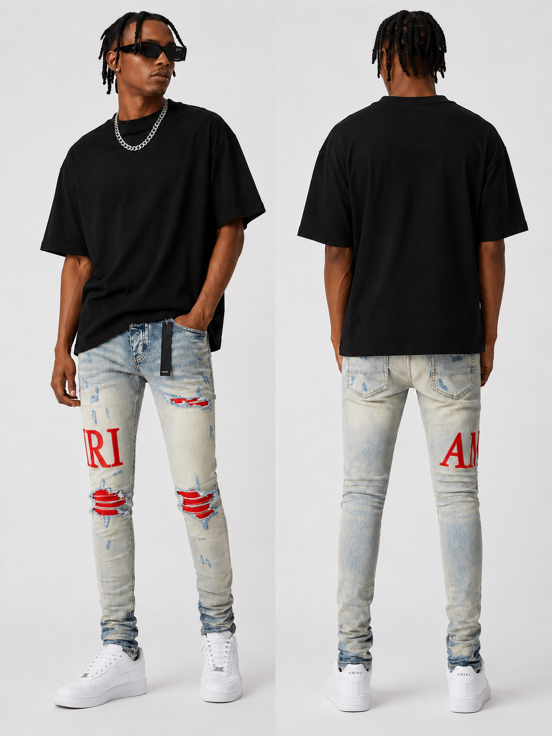Denim Red Writing Patch Jeans