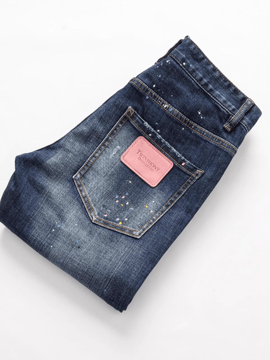 Washed Denim Paint Jeans