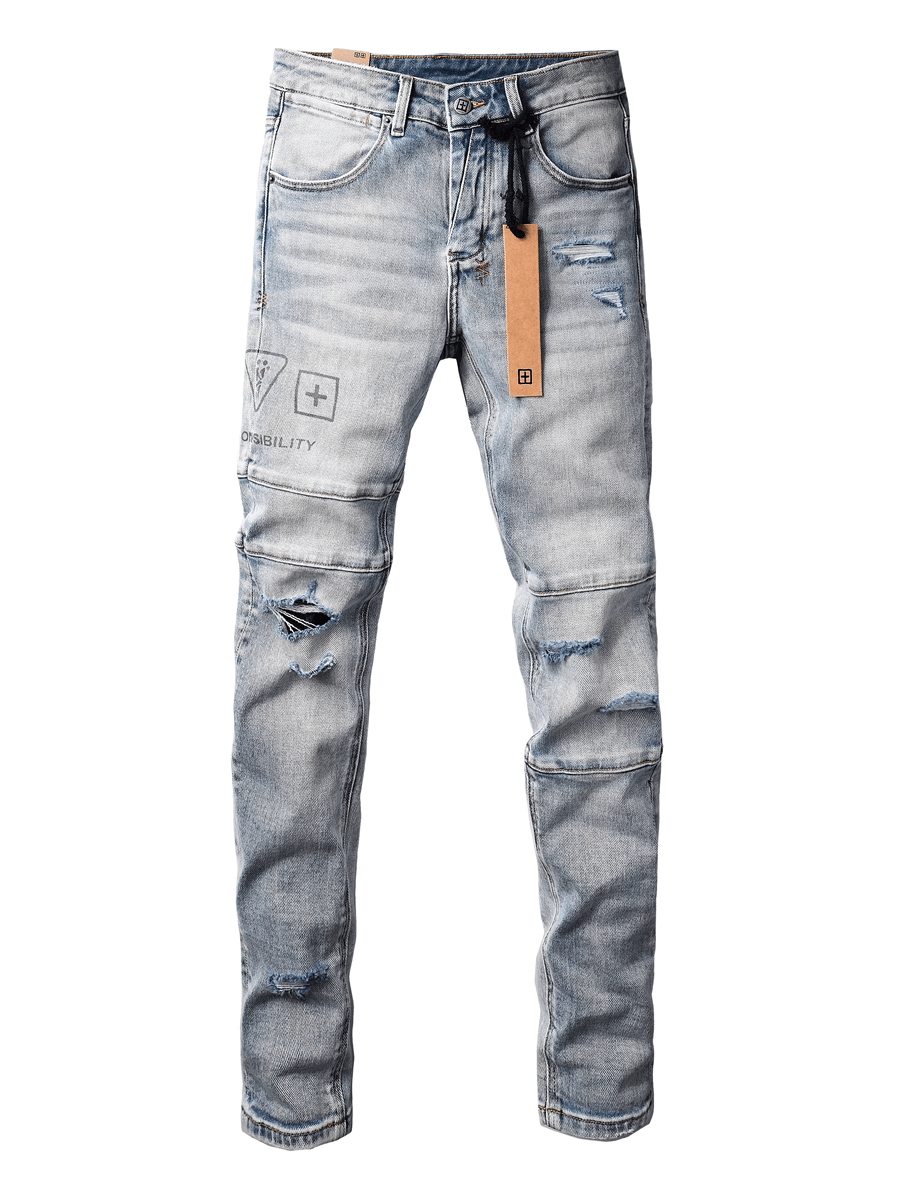 Light Blue Washed Ripped Jeans