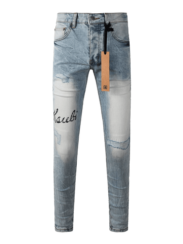 Light Blue Writing Jeans