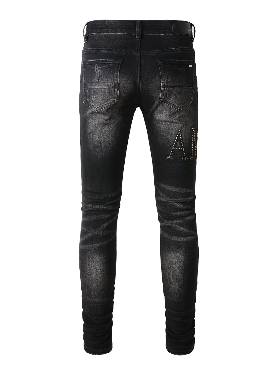 Black Diamond Writing Patch Jeans