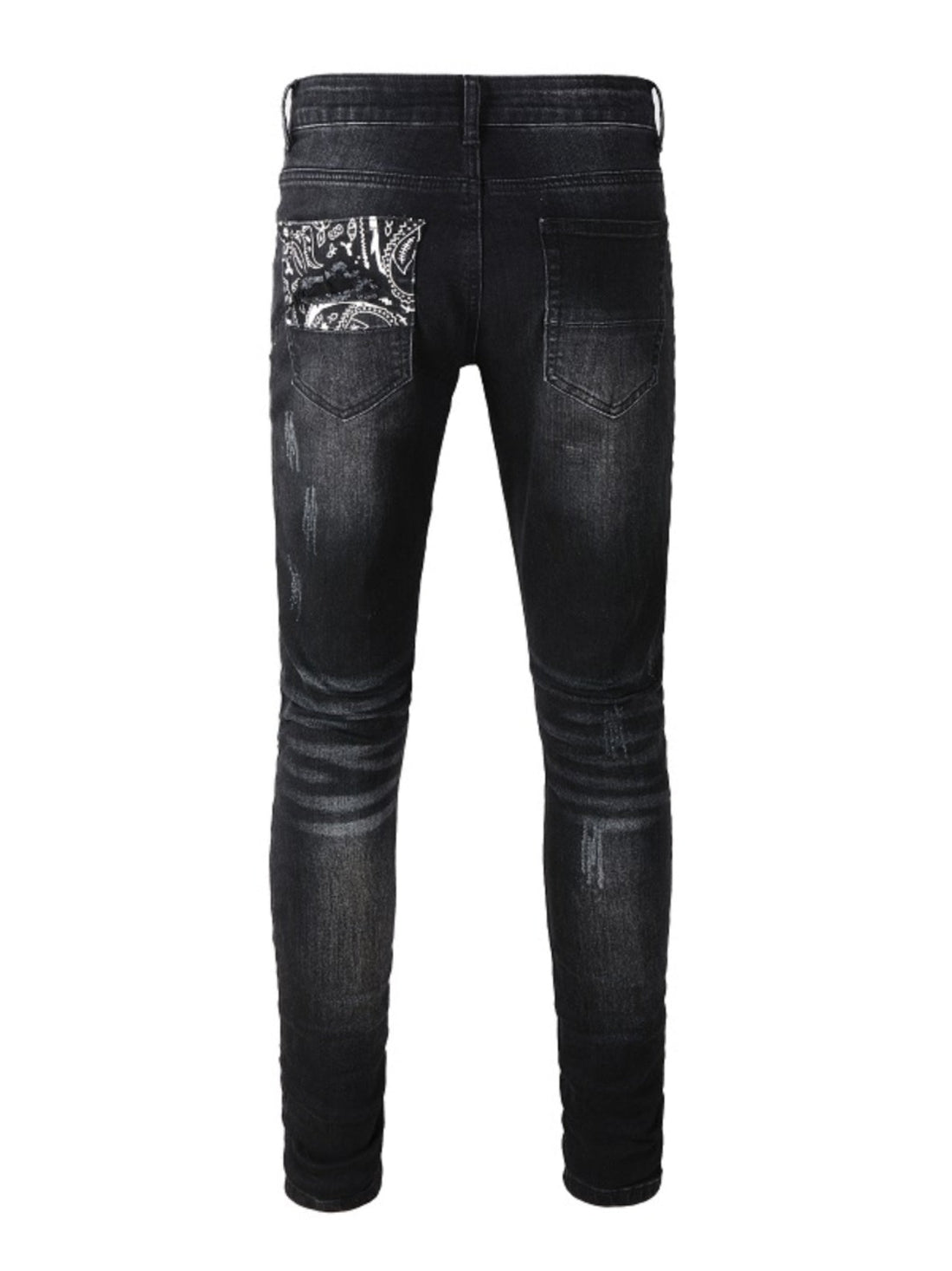 Black & White Writing Ripped Patch Jeans