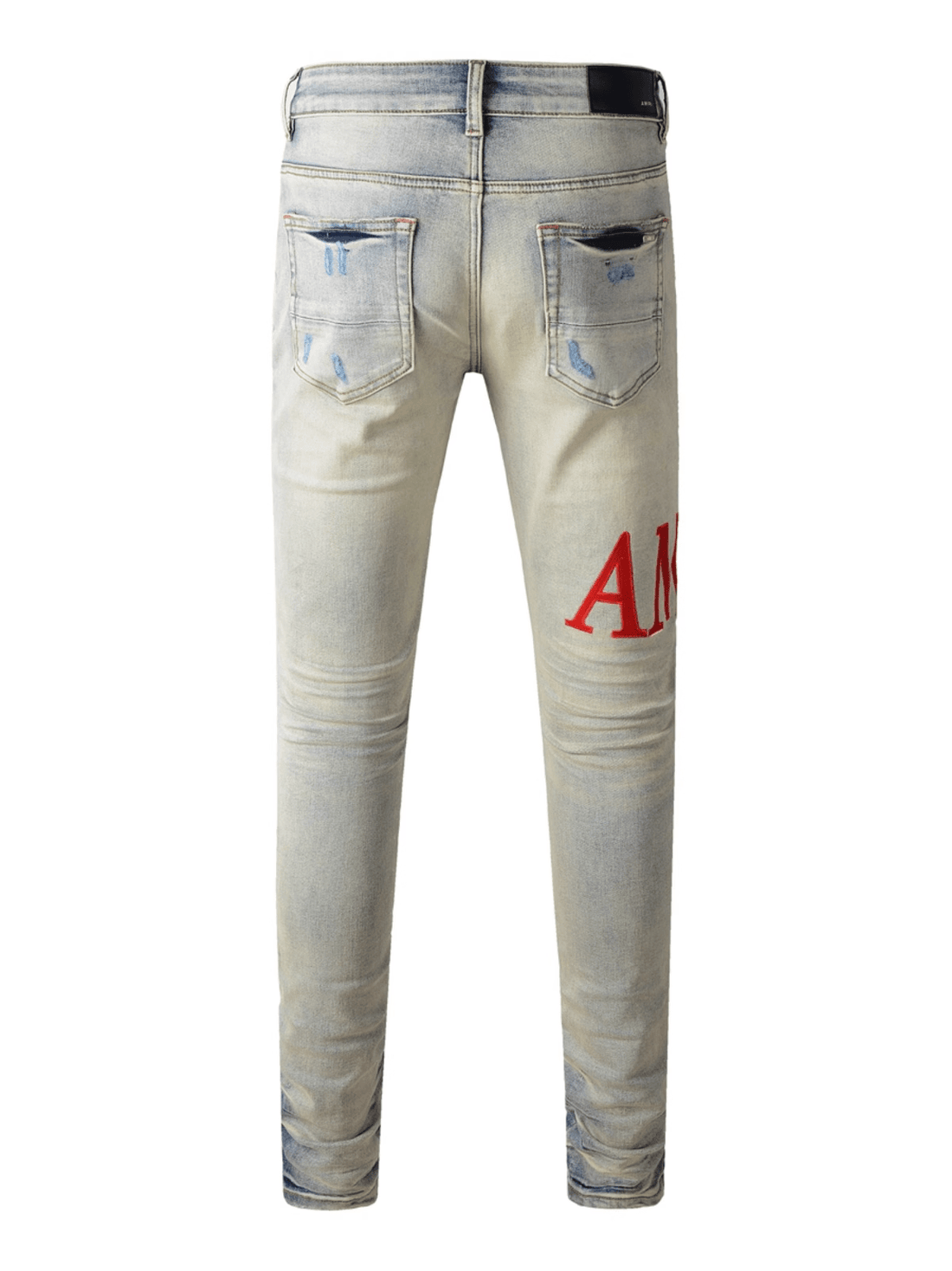 Denim Red Writing Patch Jeans