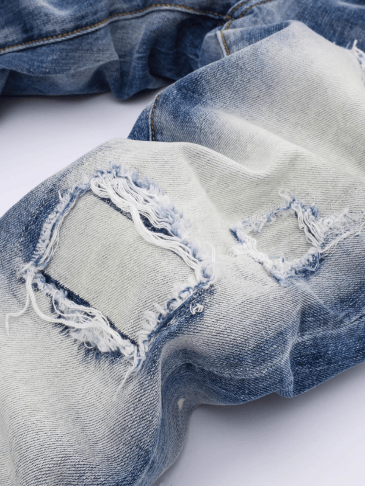 Blue Ripped Patch Jeans