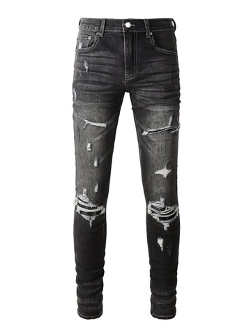 Washed Black Patch Jeans
