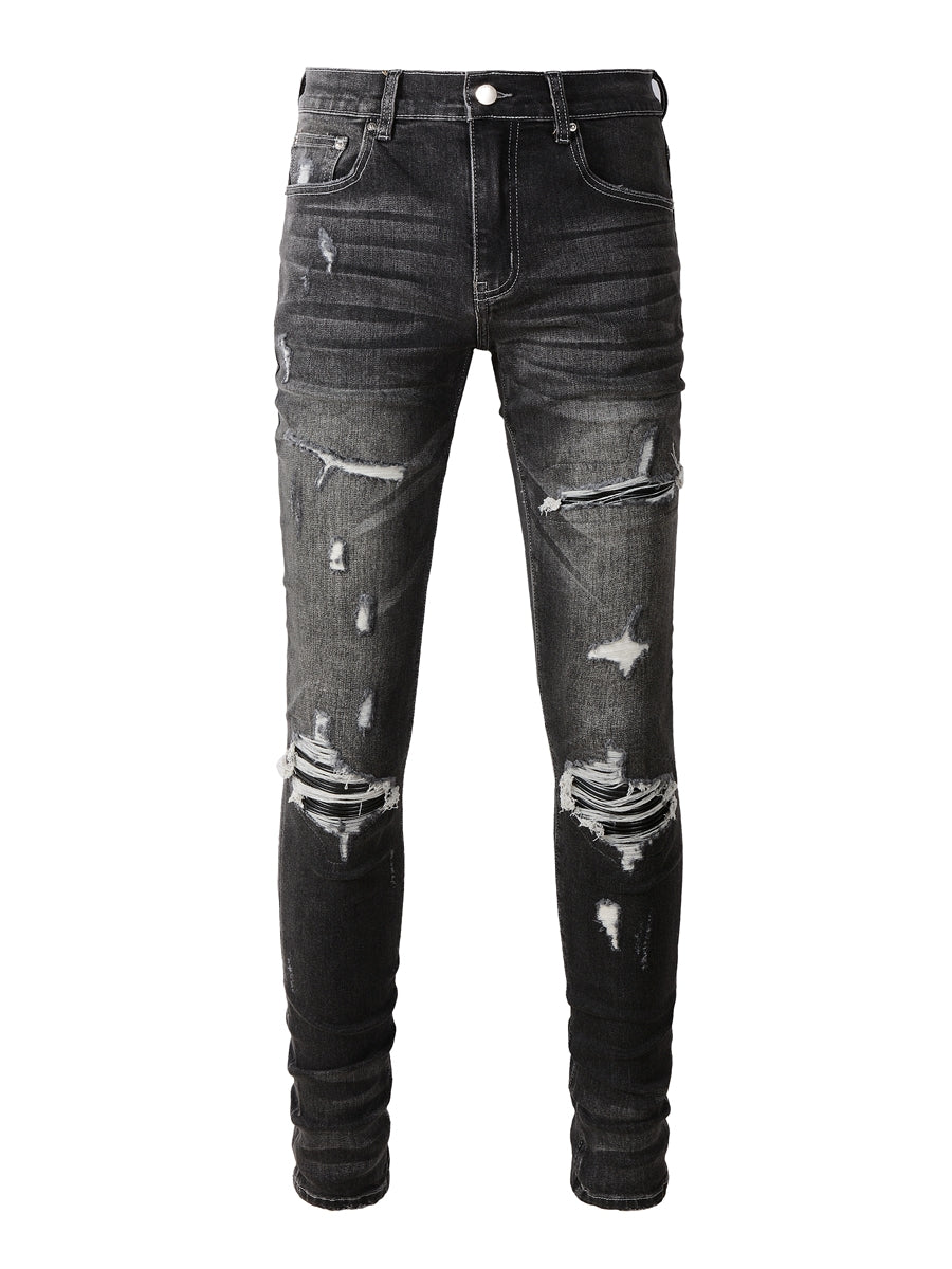 Washed Black Patch Jeans