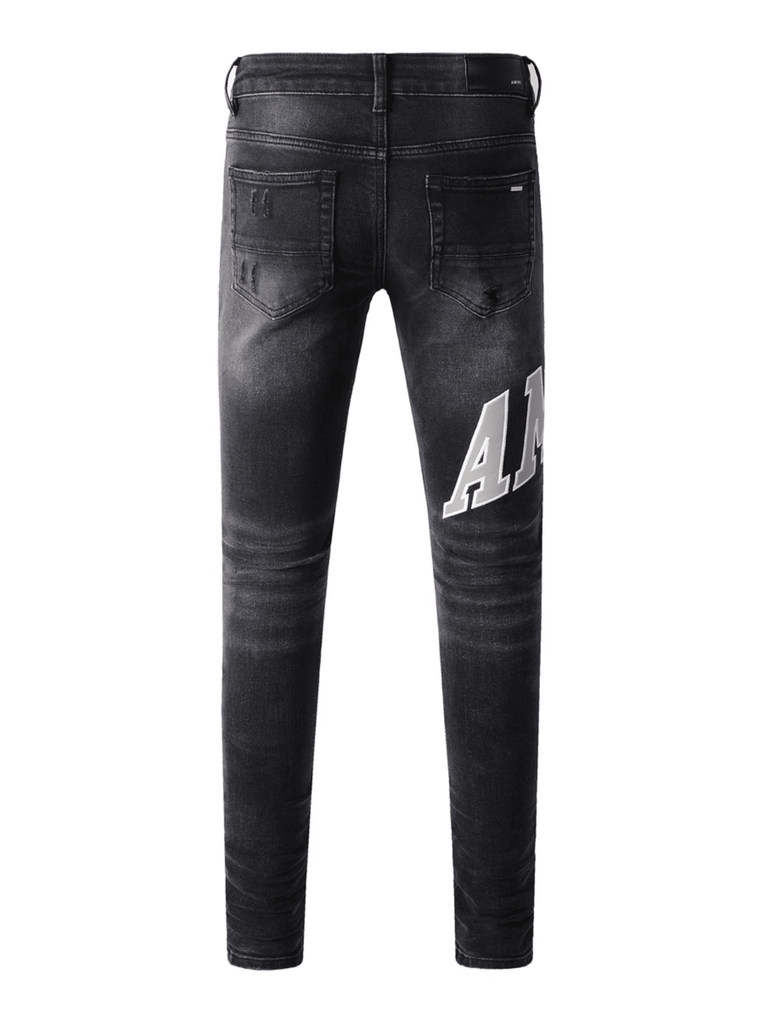 Black Grey Writing Patch Jeans