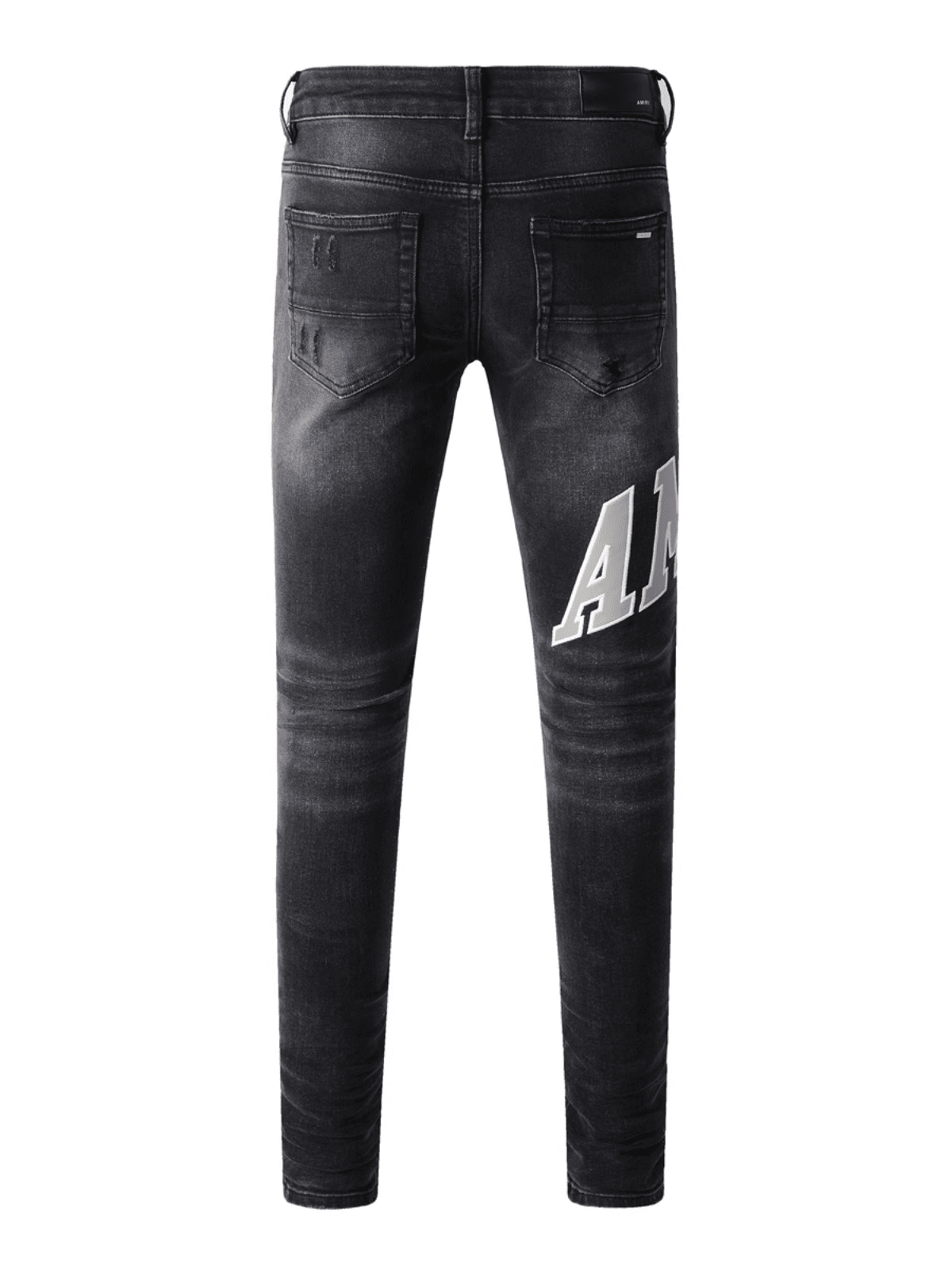 Black Grey Writing Patch Jeans