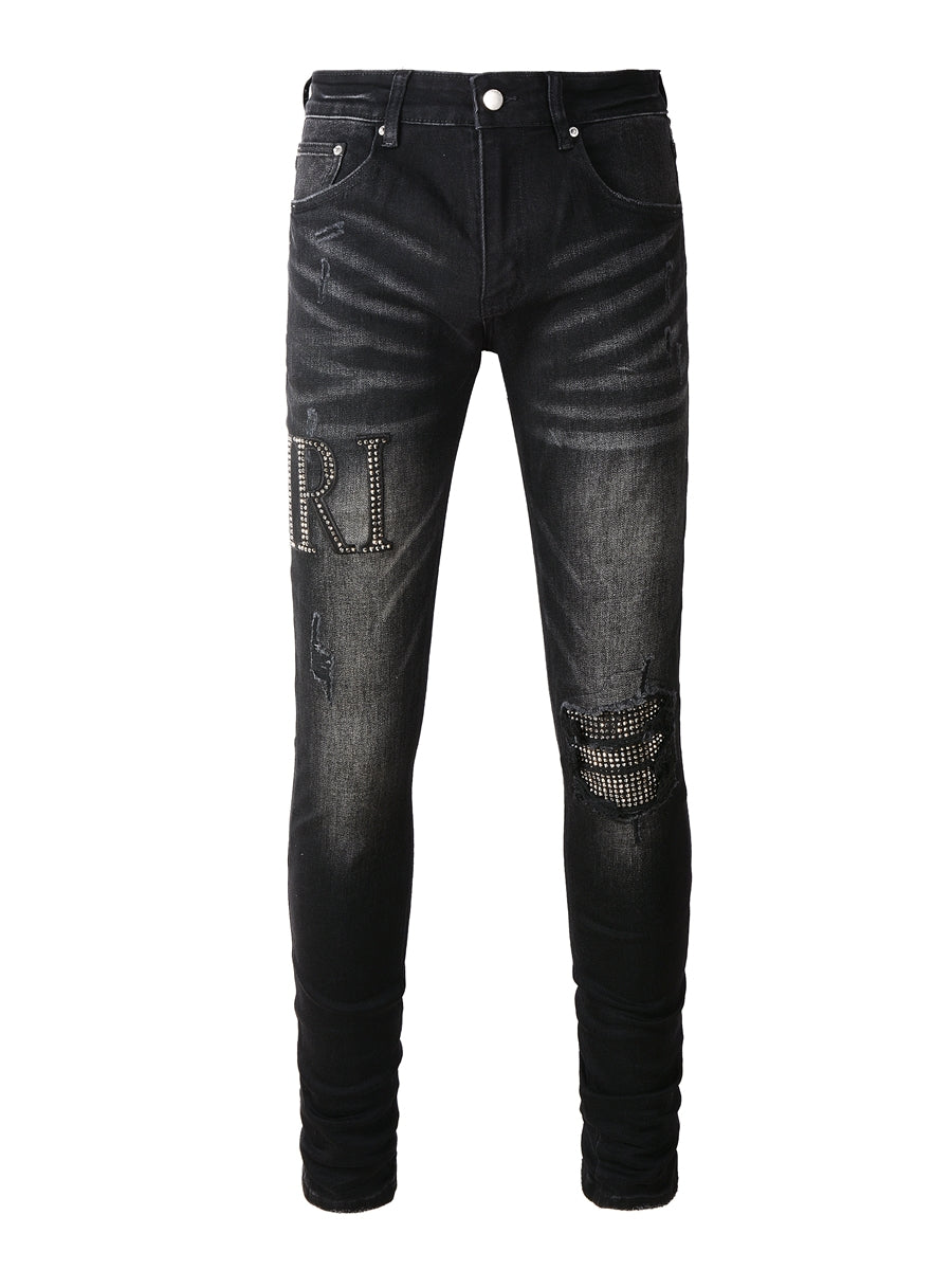 Black Diamond Writing Patch Jeans