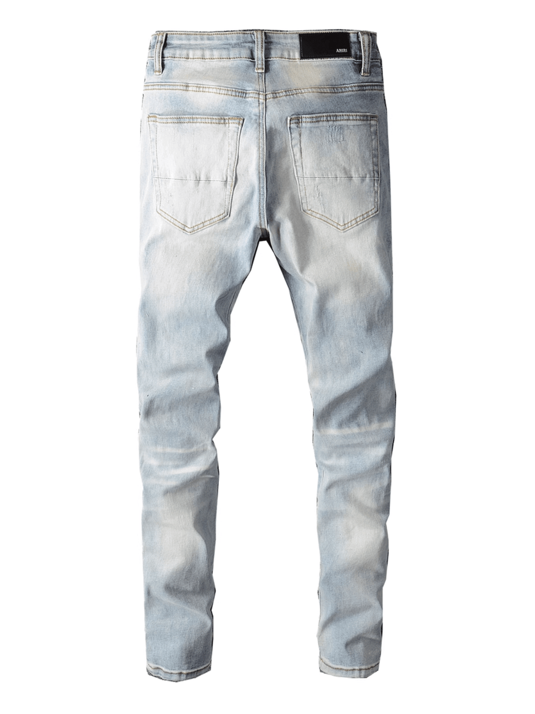 Light Blue Ripped Diamond Patch Jeans