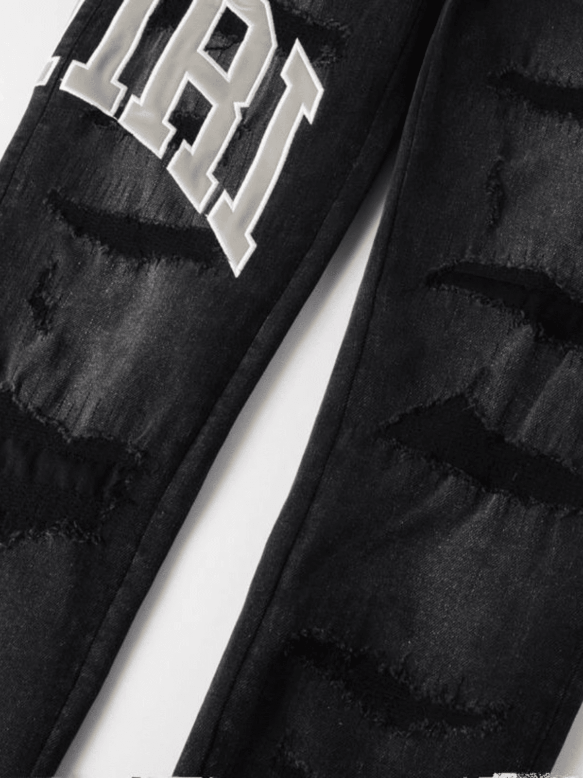 Black Grey Writing Patch Jeans