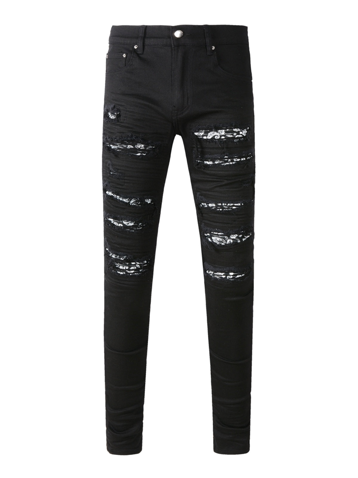 Black Bandana Patch Jeans