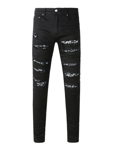 Black Bandana Patch Jeans