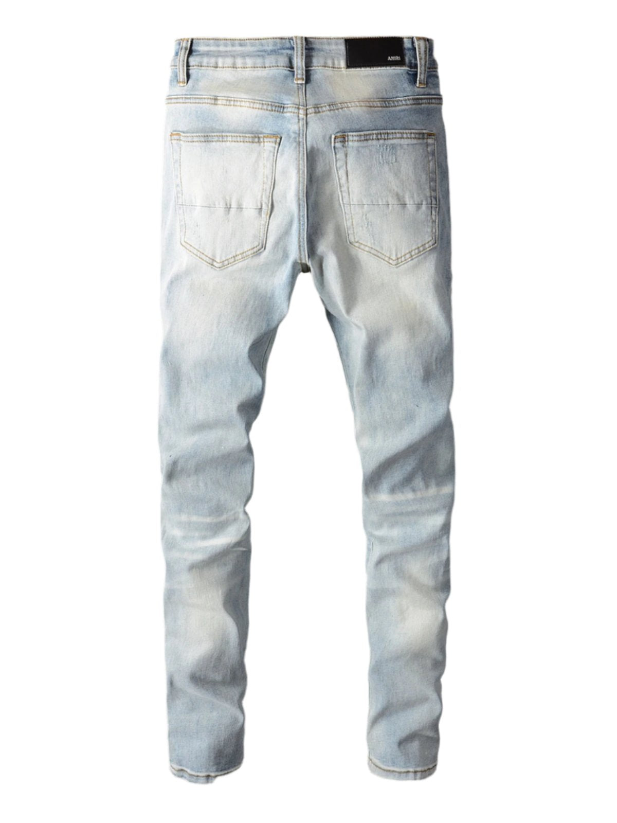 Light Denim White Diamond Patch Jeans