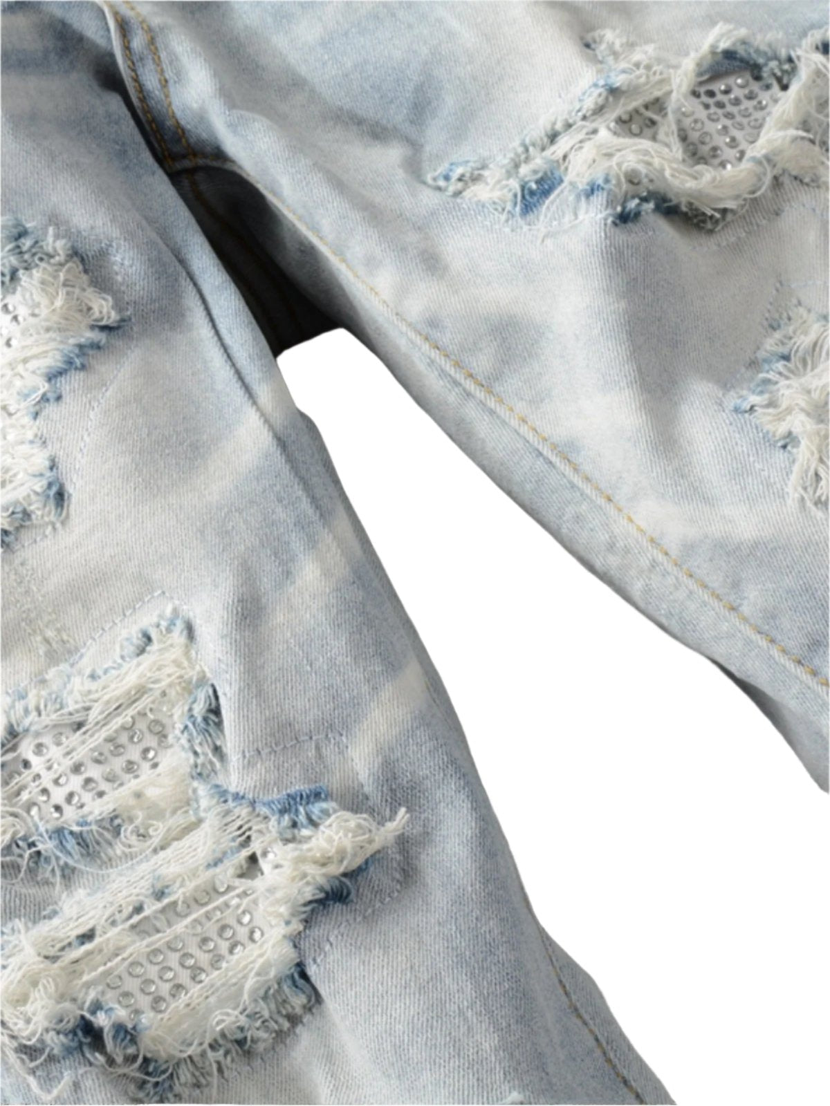 Light Denim White Diamond Patch Jeans