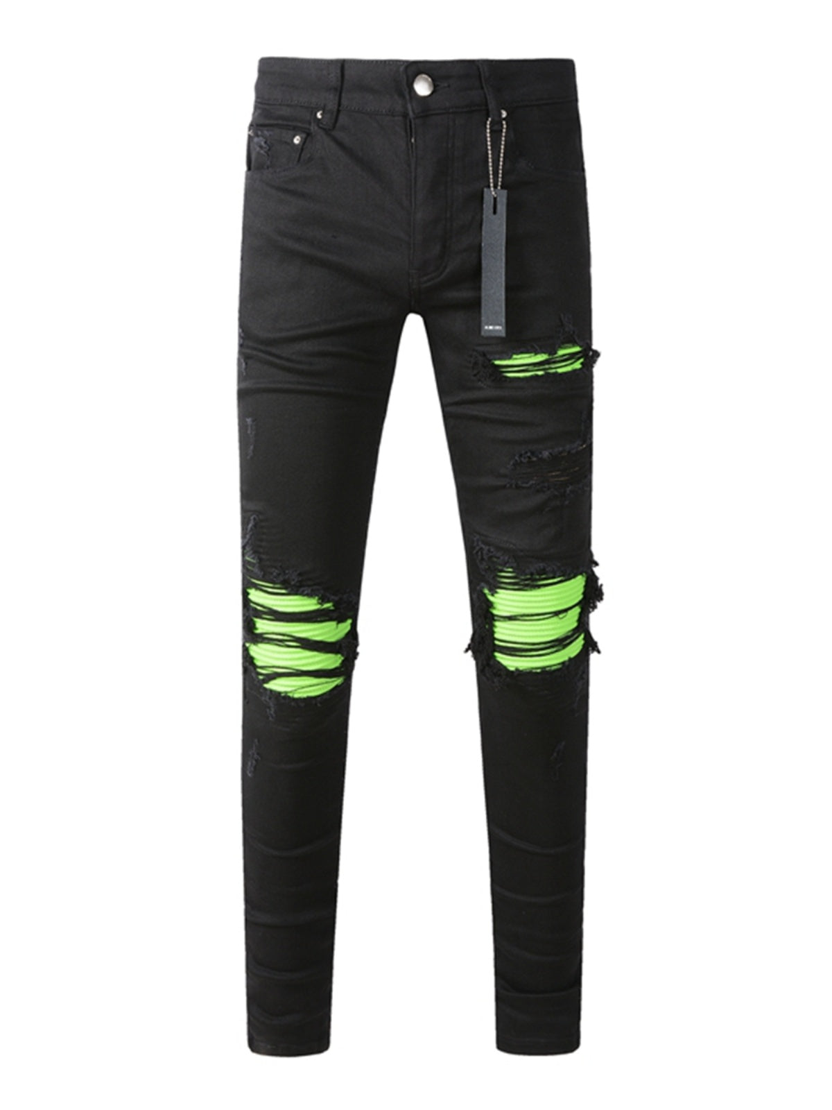 Black Green Patch Jeans