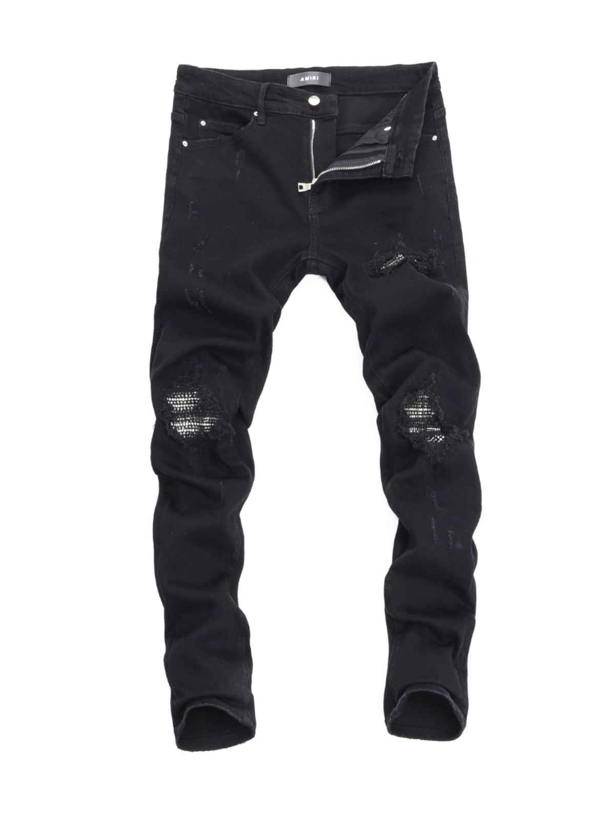 Black White Diamond Patch Jeans