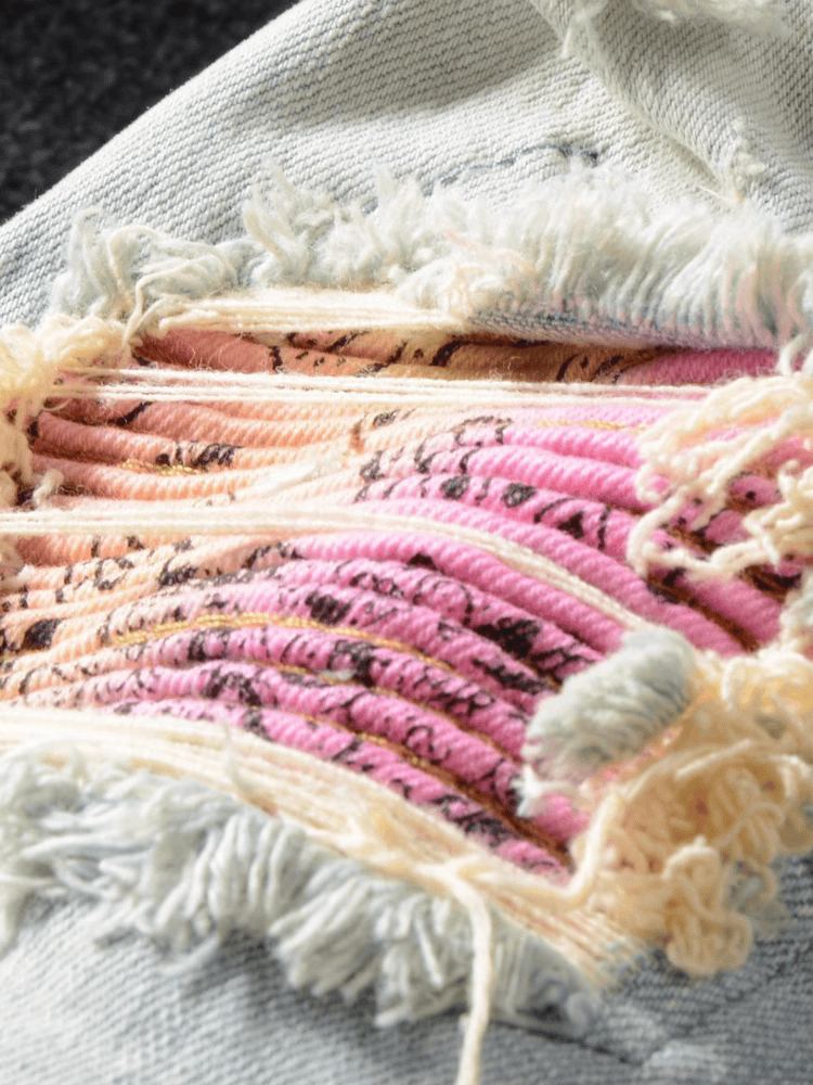 Denim Ripped Pink Patch Jeans