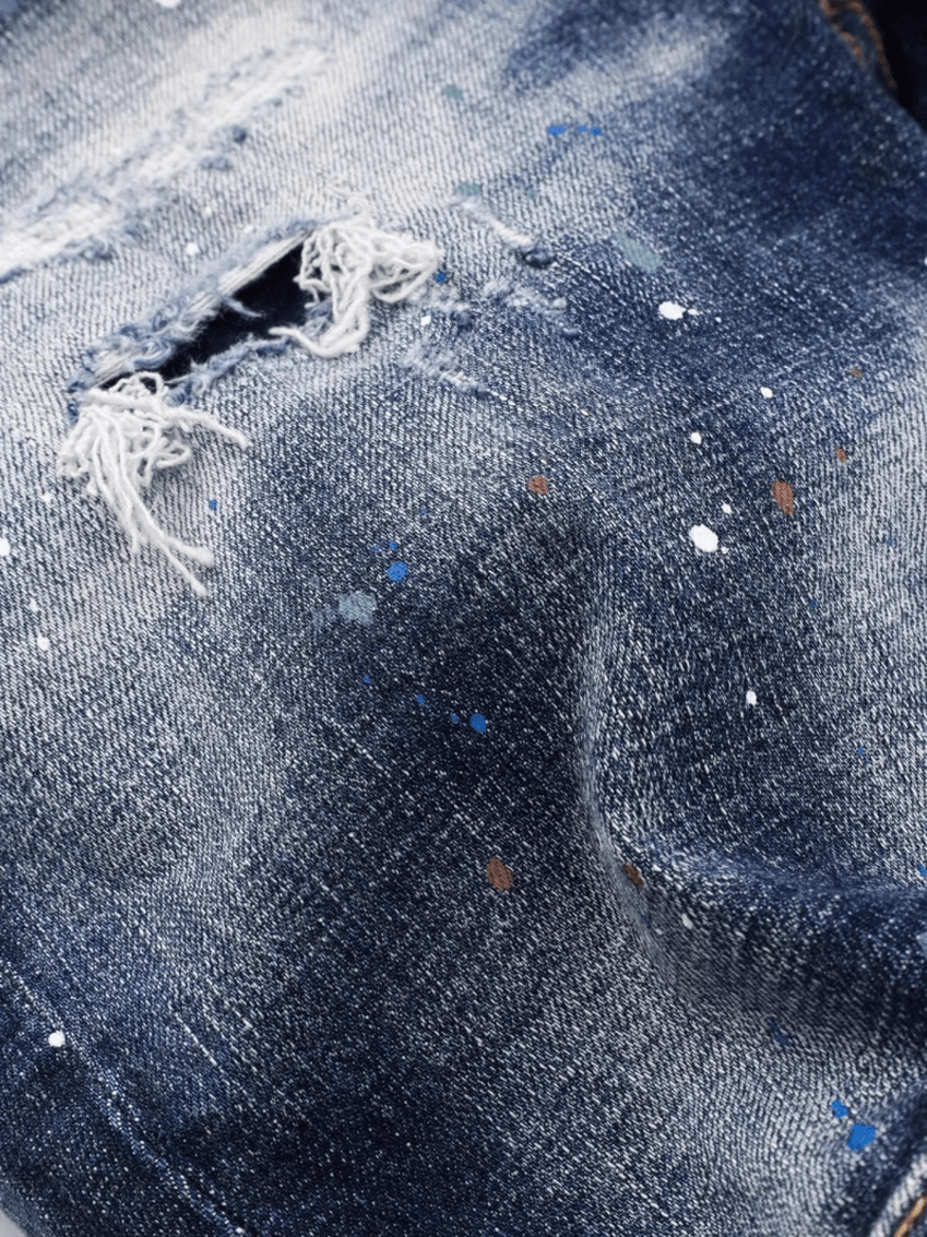 Washed Denim Paint Jeans