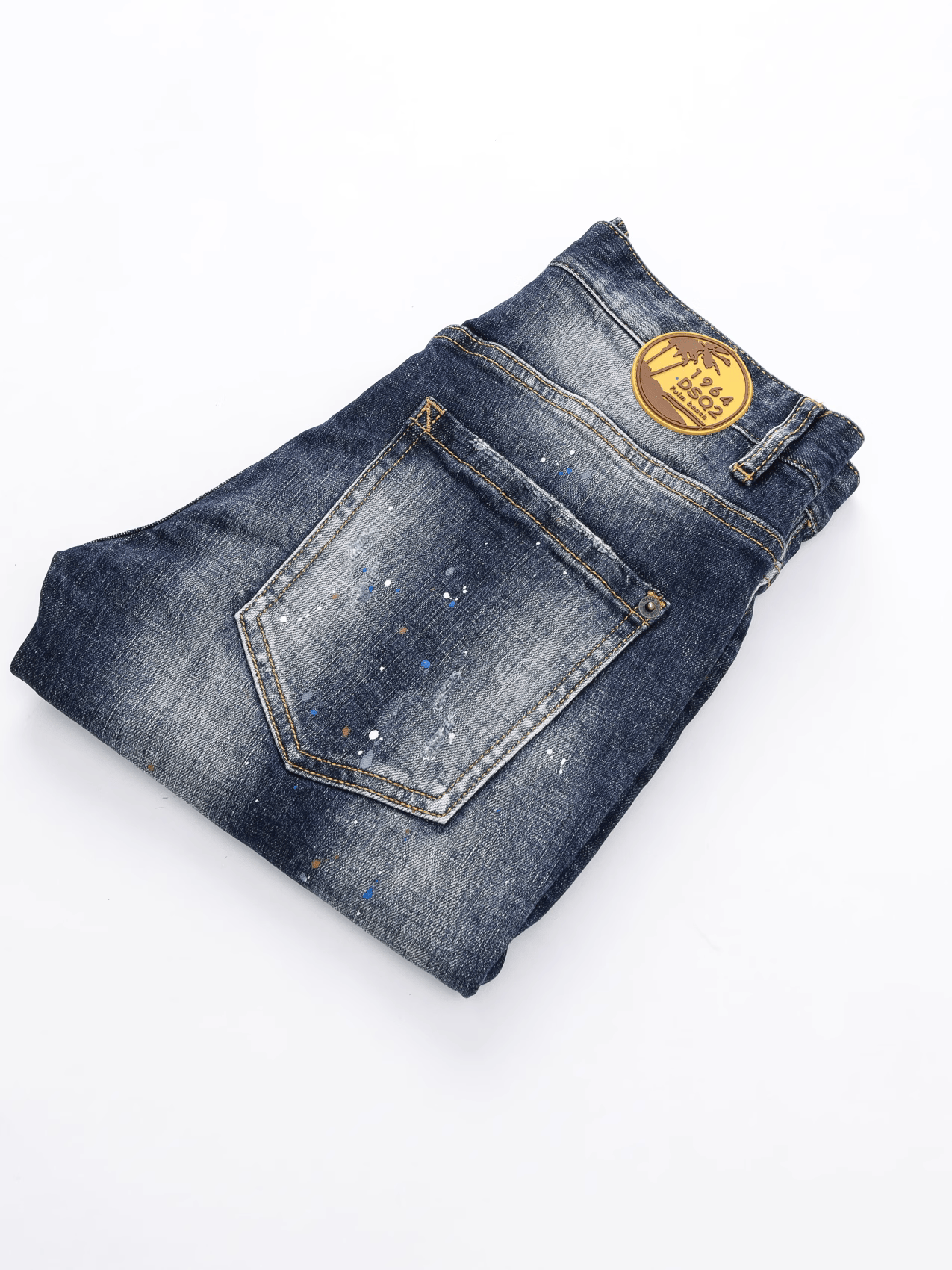 Washed Denim Paint Jeans