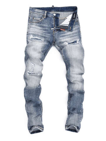 Retro Distressed Patch Jeans