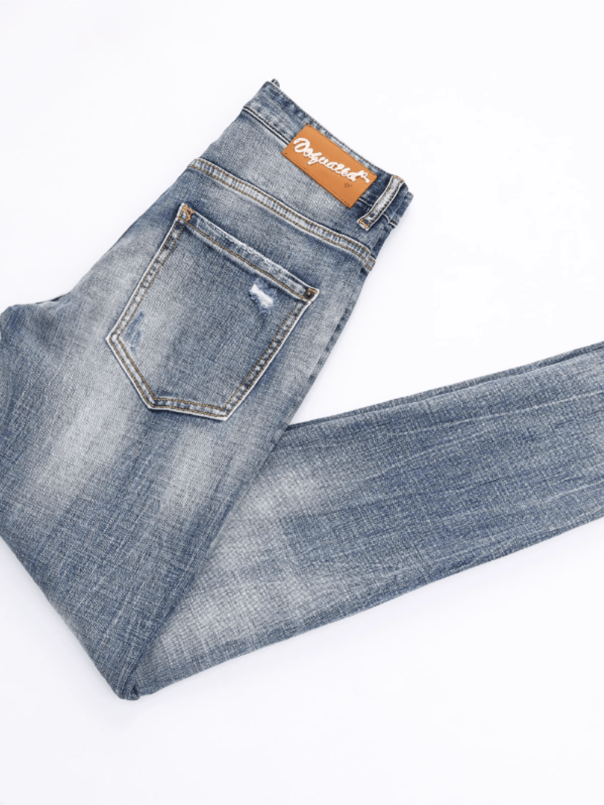 Retro Distressed Patch Jeans