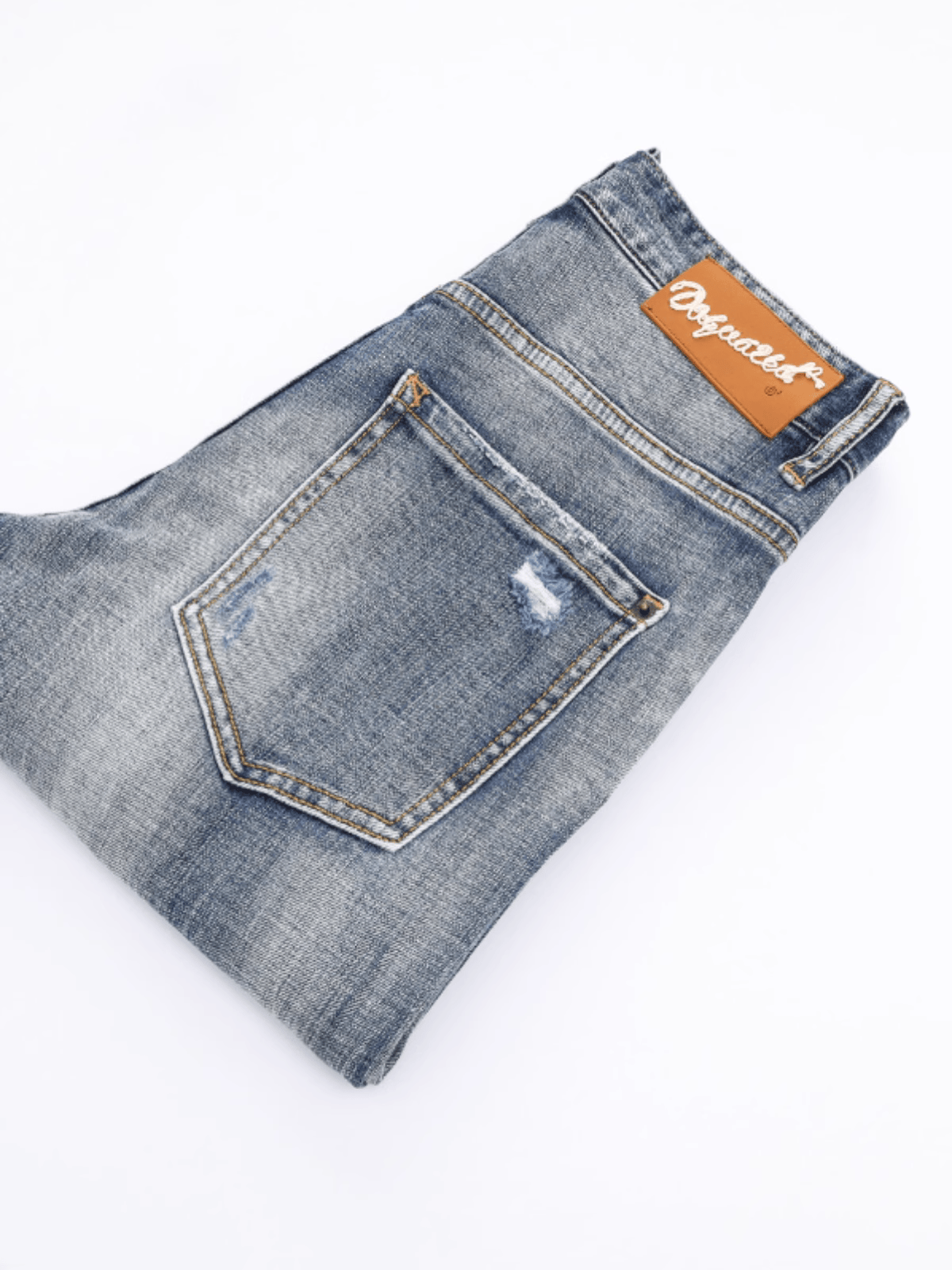 Retro Distressed Patch Jeans