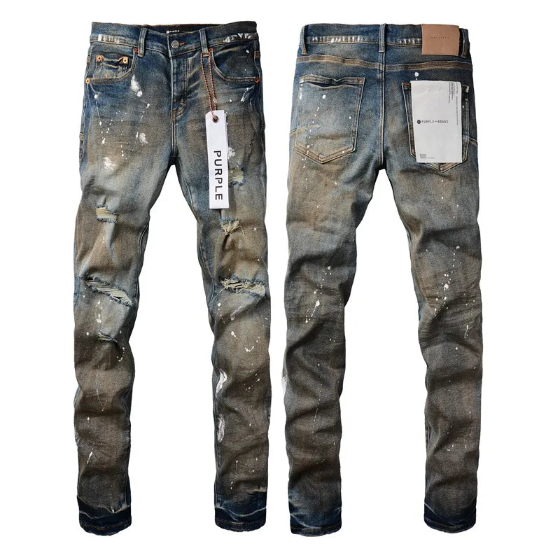 Distressed Paint Fashion Jeans