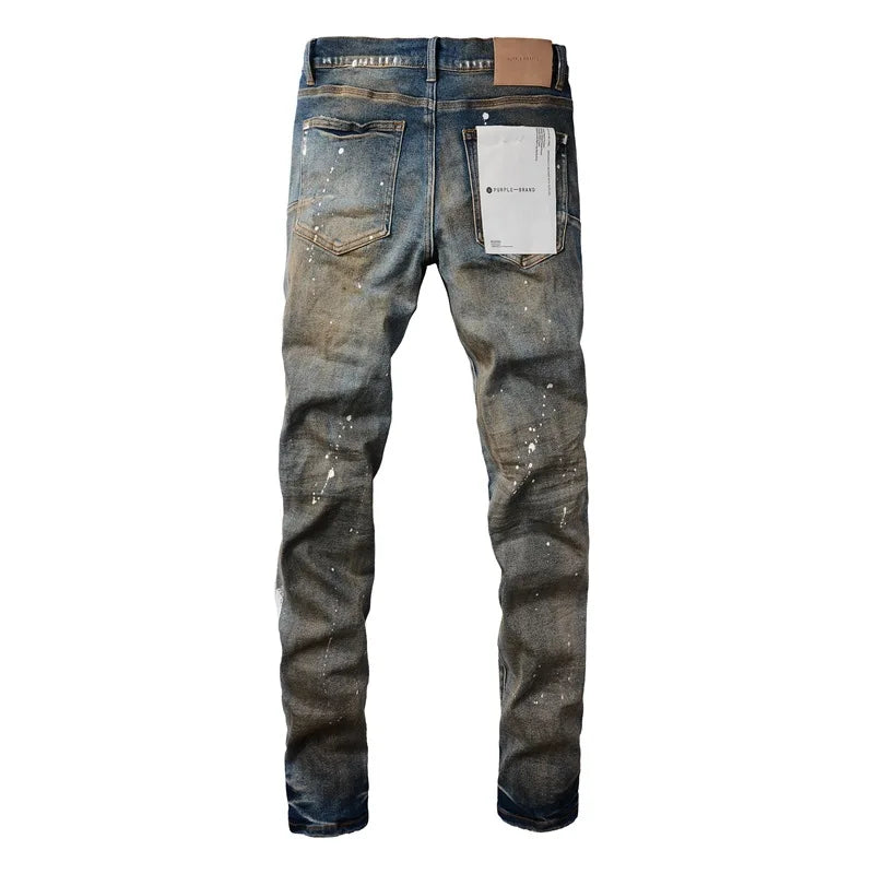 Distressed Paint Fashion Jeans