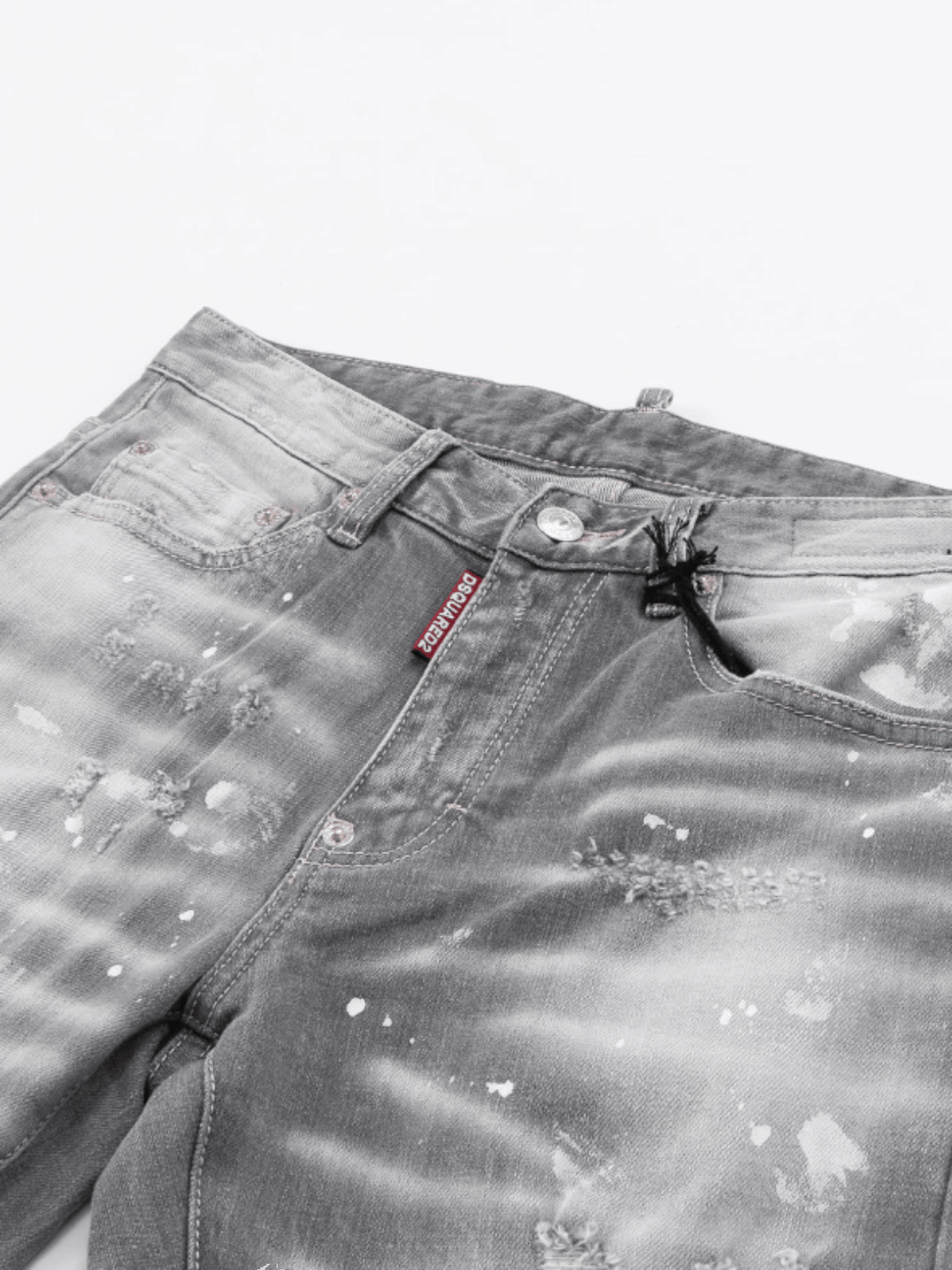 Smoke Gray Paint Ripped Jeans