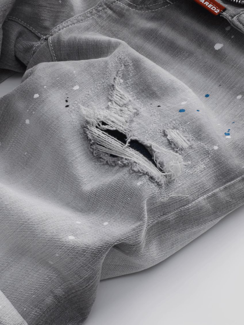 Smoky Gray Paint Washed Jeans