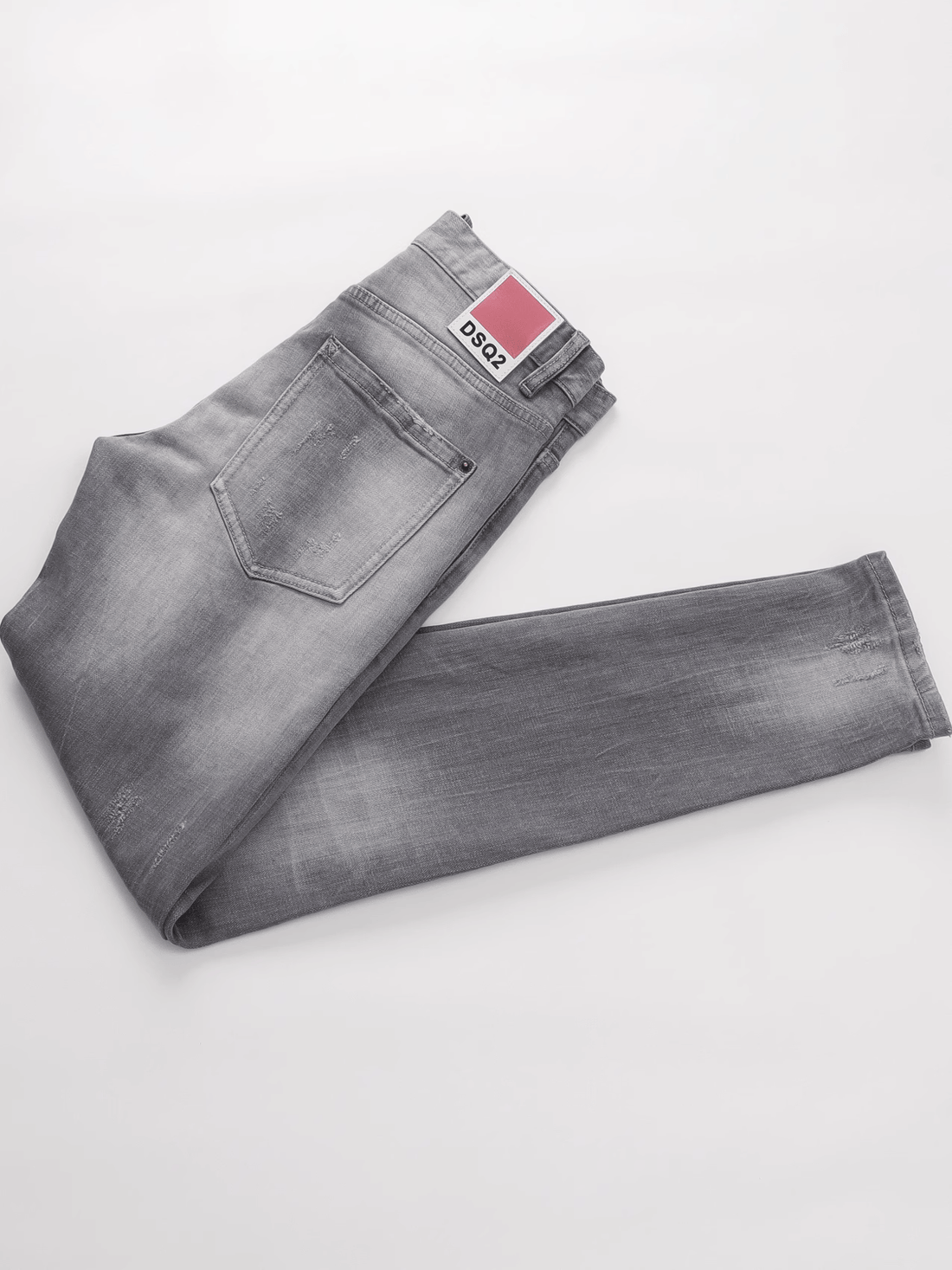 Smoky Gray Scratched Patch Jeans