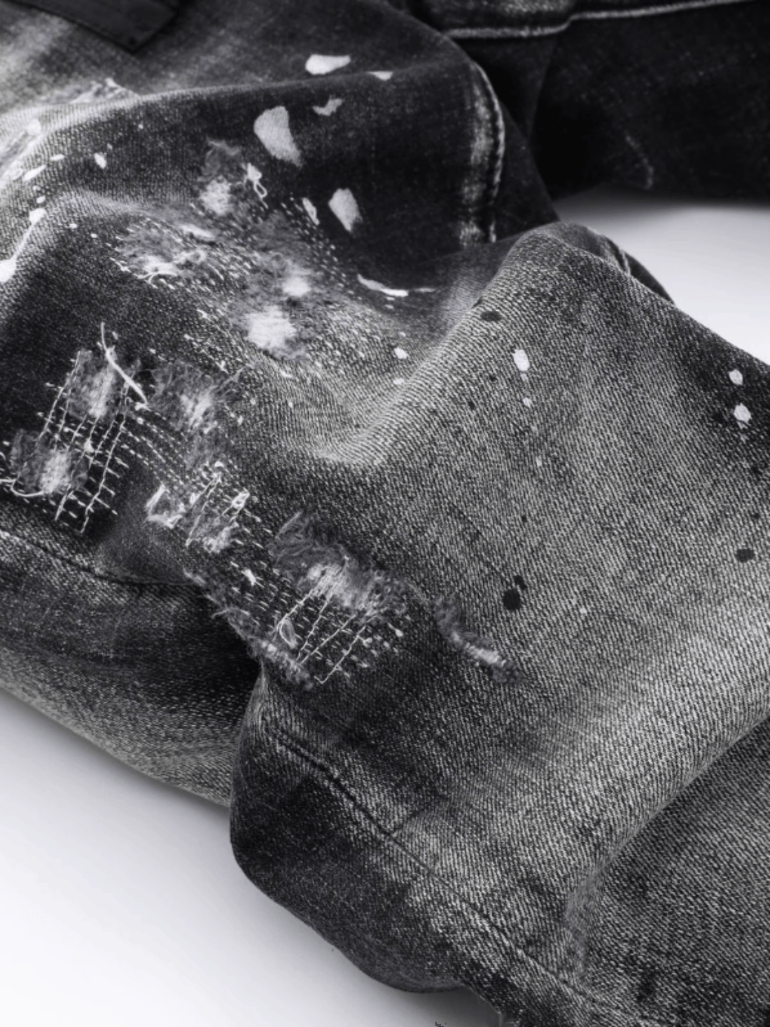 Smoky Gray Hole Patch Jeans