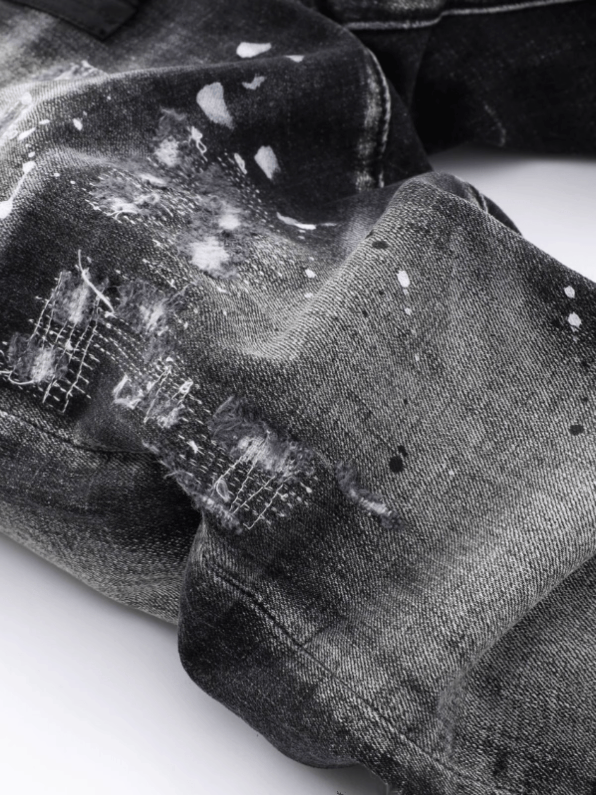 Smoky Gray Hole Patch Jeans