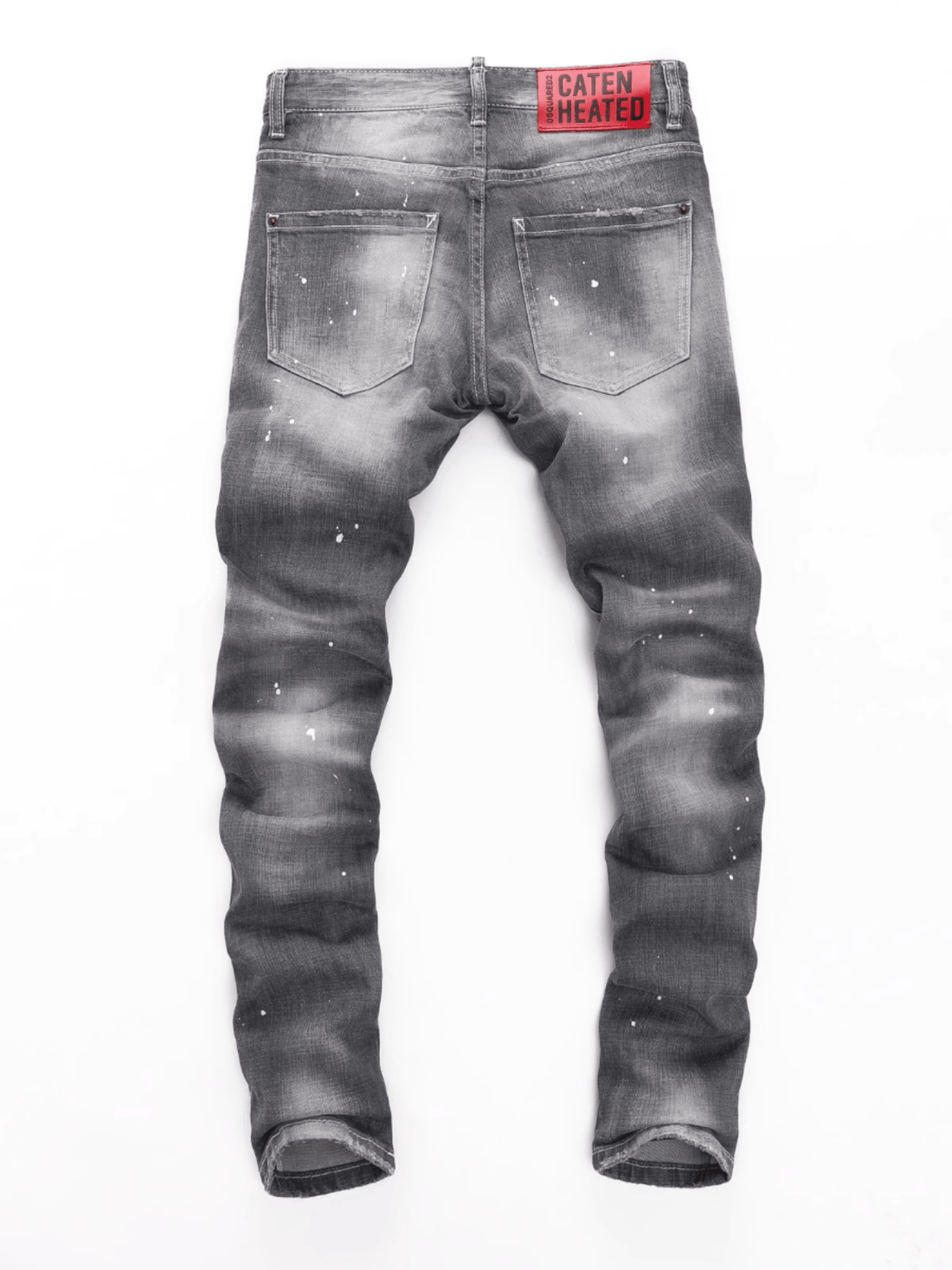 Smoky Gray White Paint Jeans