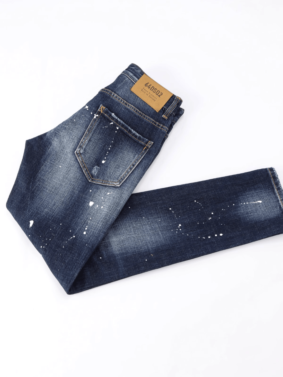 Washed Dark Denim Ripped Jeans