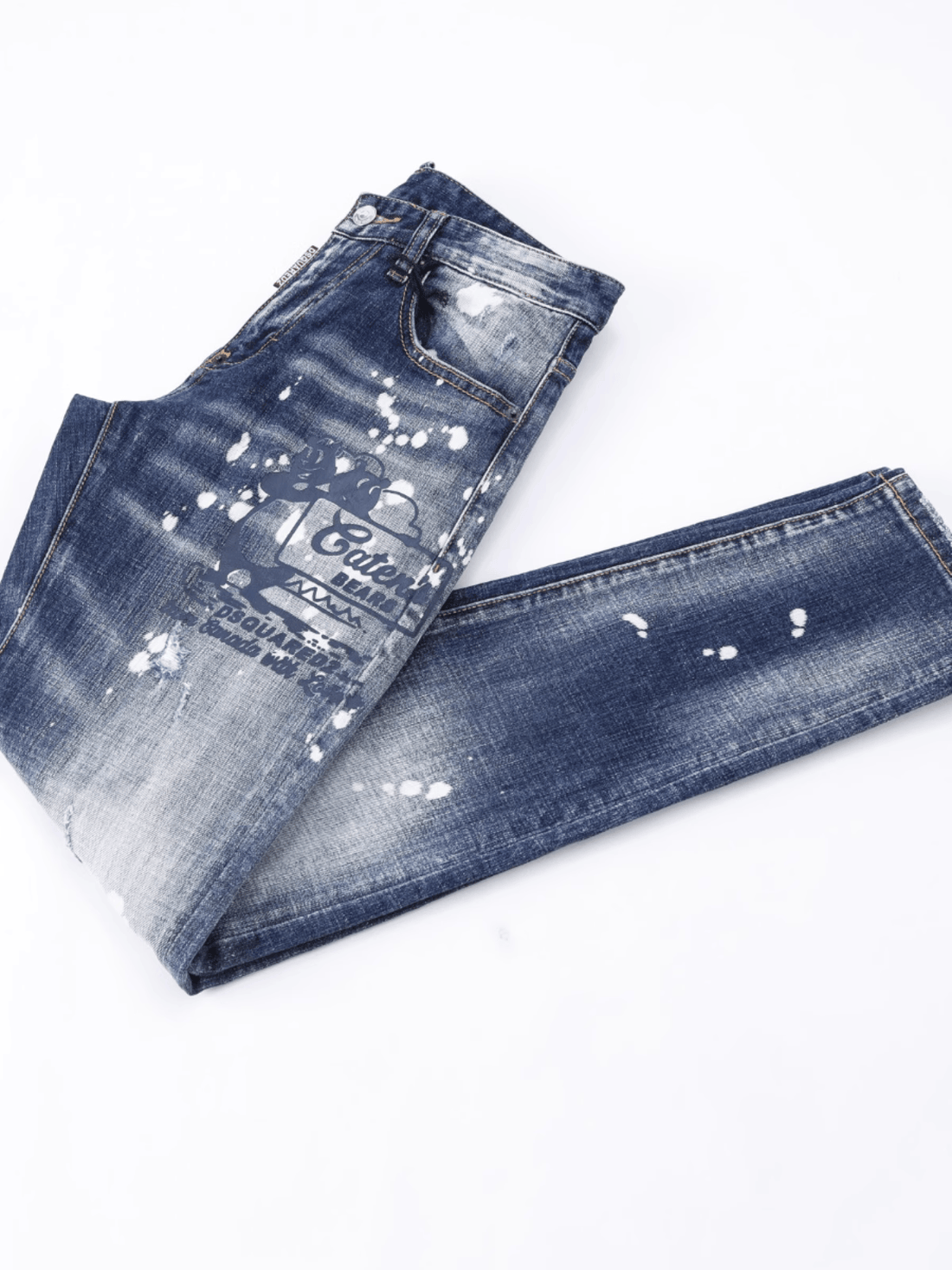 Washed Denim Paint Jeans