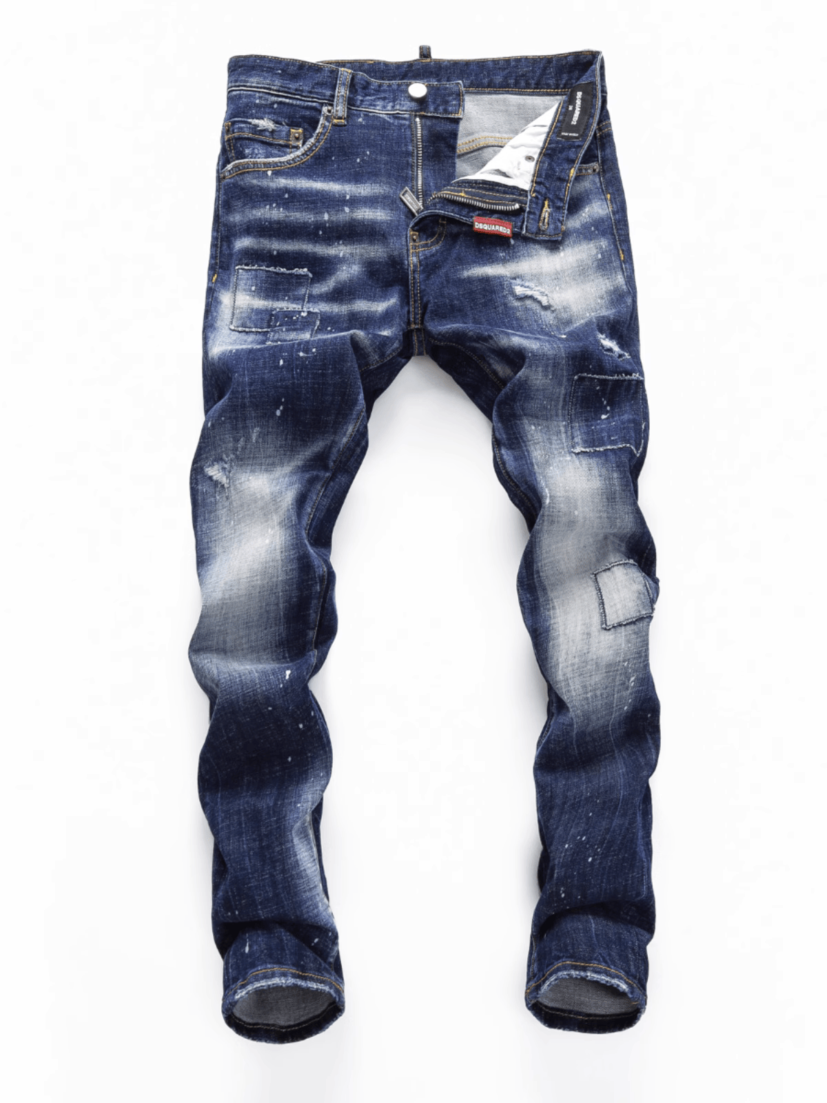 Washed Ripped Patch Jeans